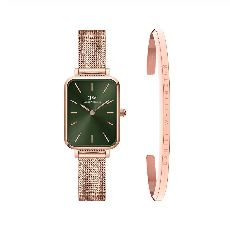 Daniel Wellington Rose Doré Fond Vert