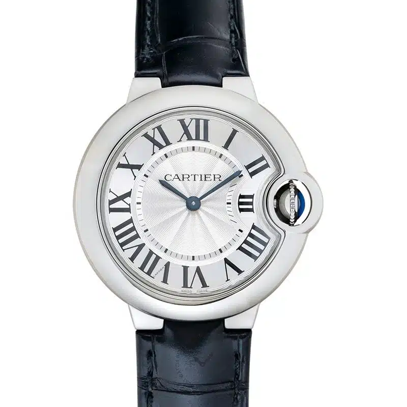 Montre Ballon Bleu de Cartier en cuir Noir